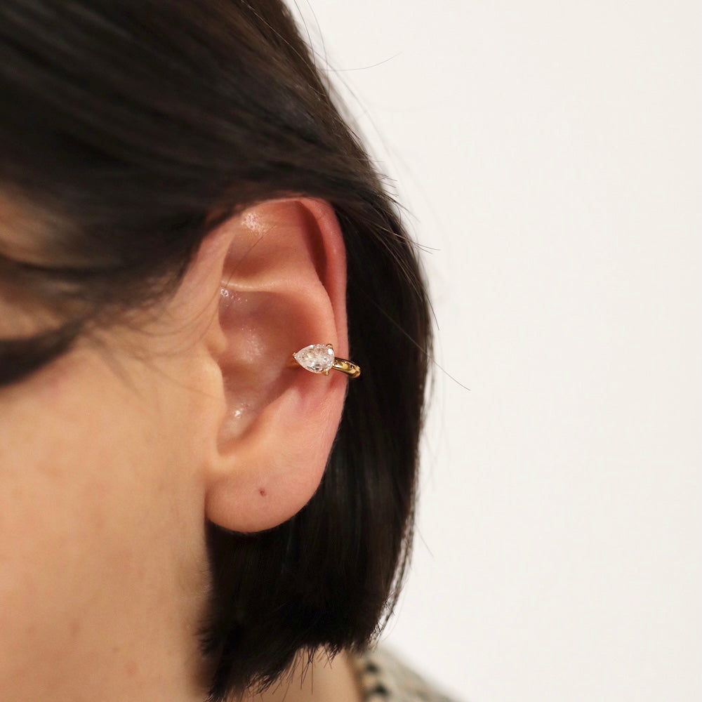 C051 stainless one drop zircon ear cuff