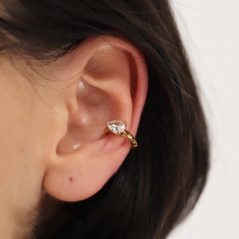 C051 stainless one drop zircon ear cuff