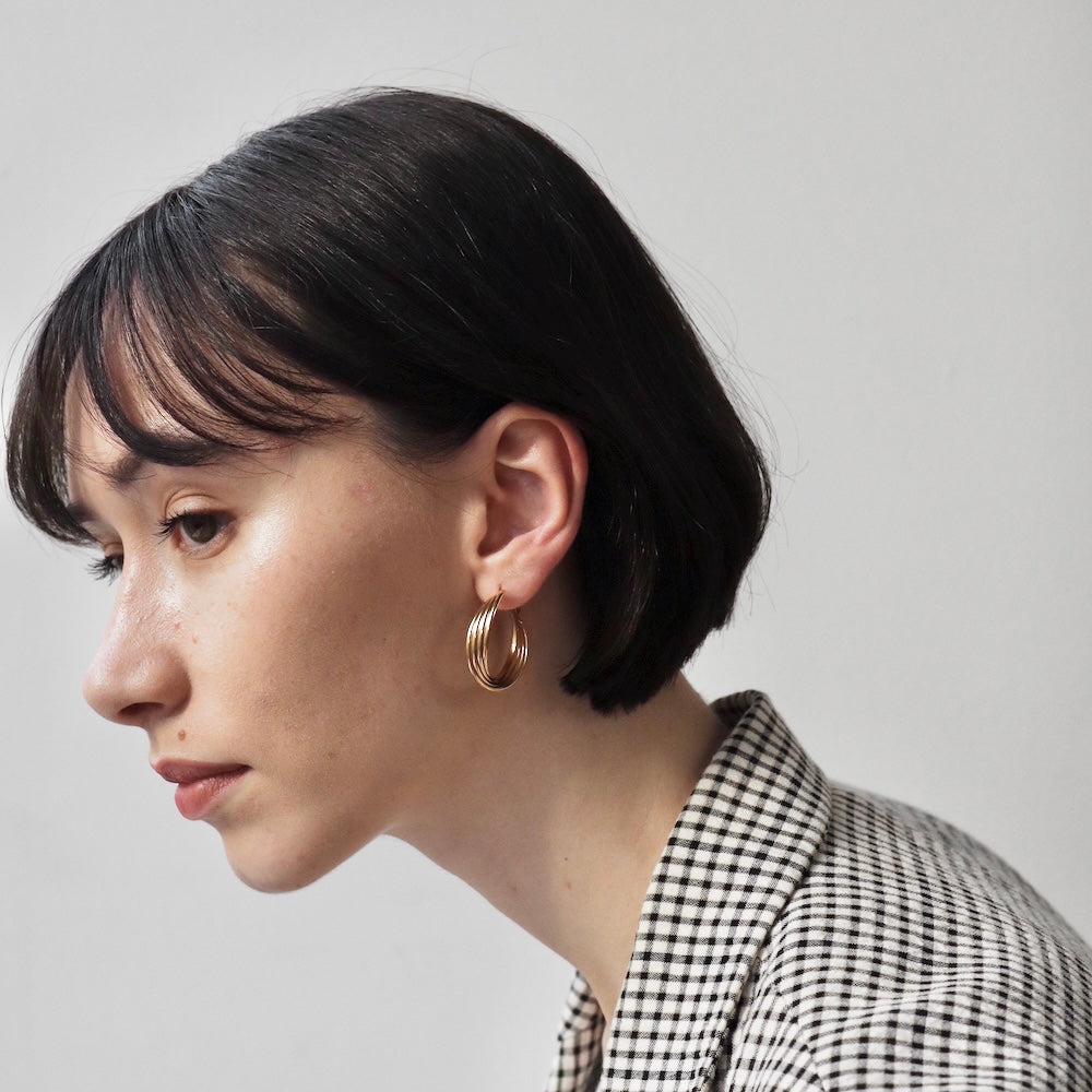 P021 stainless quadruple hoop pierce