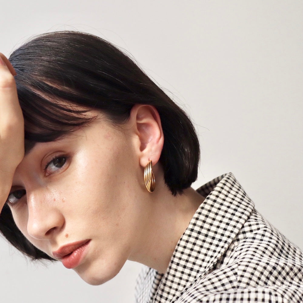 P021 stainless quadruple hoop pierce