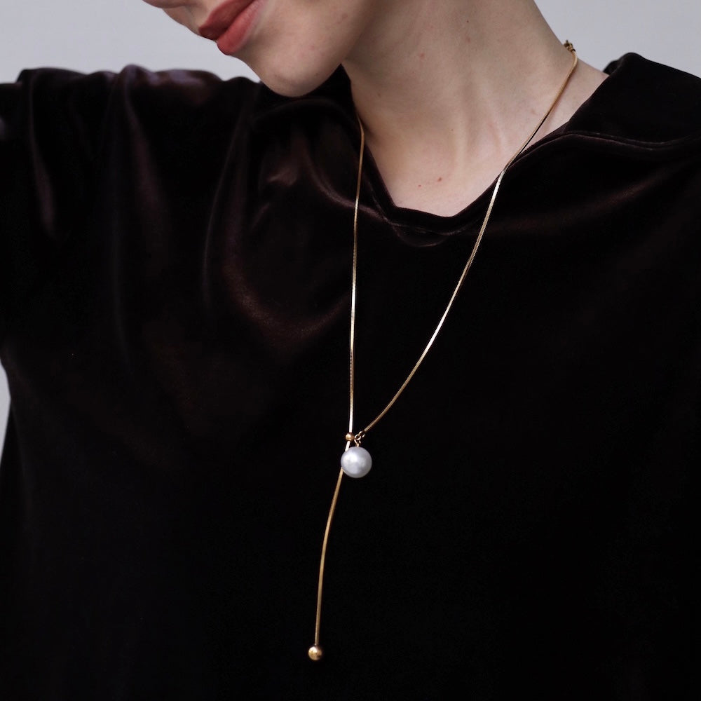 N050 stainless pearl y-shape necklace