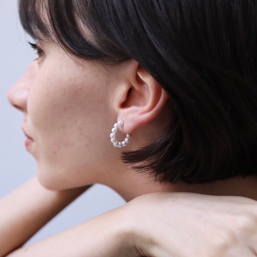 P246 stainless pearl half hoop pierce