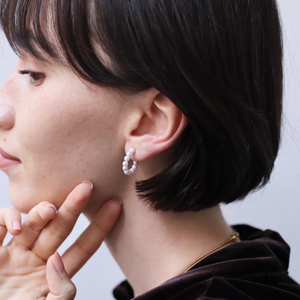 P246 stainless pearl half hoop pierce