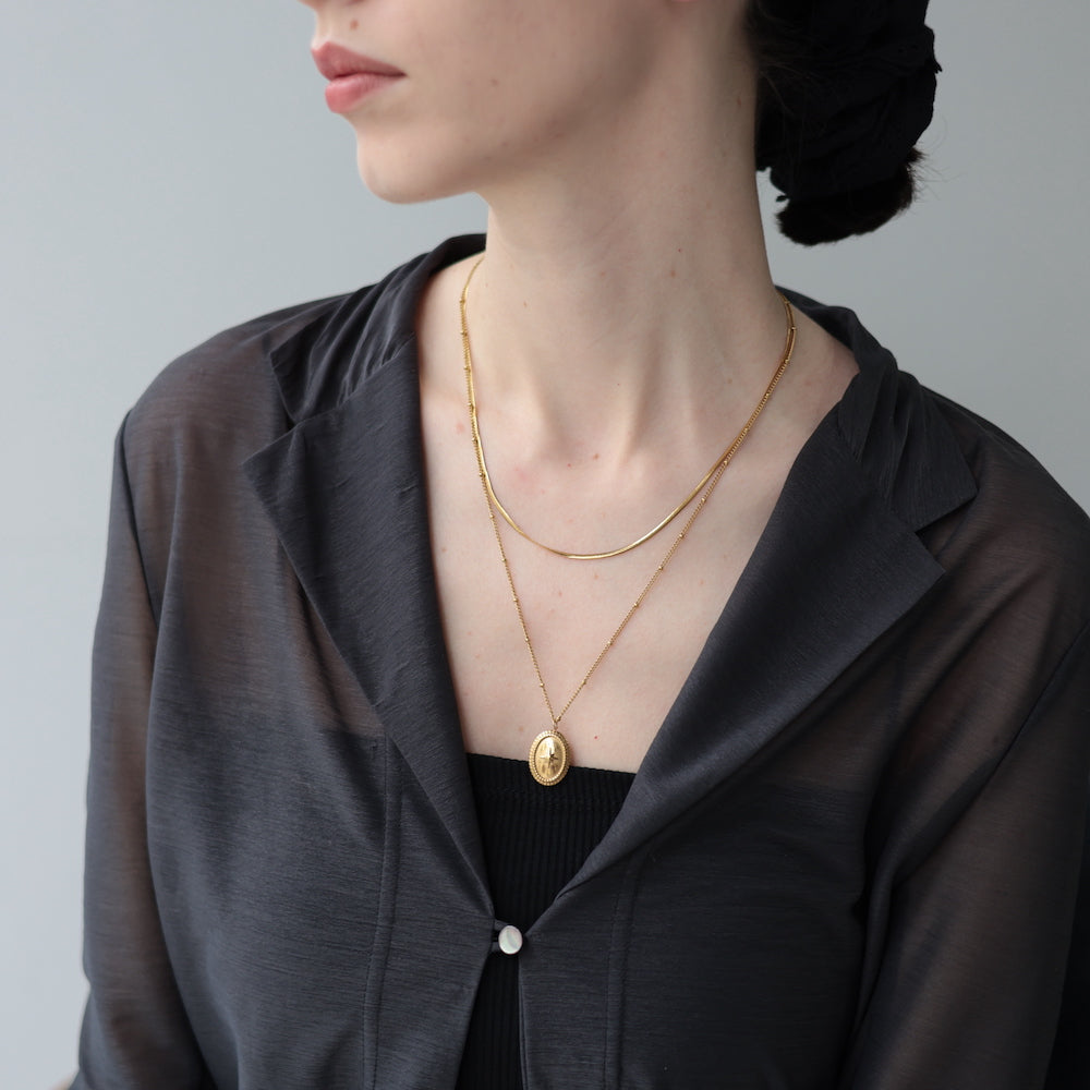 N069 stainless double chain long pendant