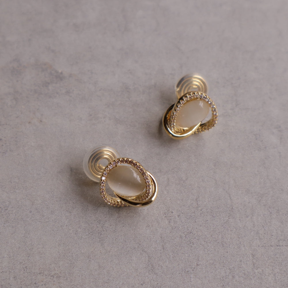 P032 stainless drop zirconia stone pierce / earring