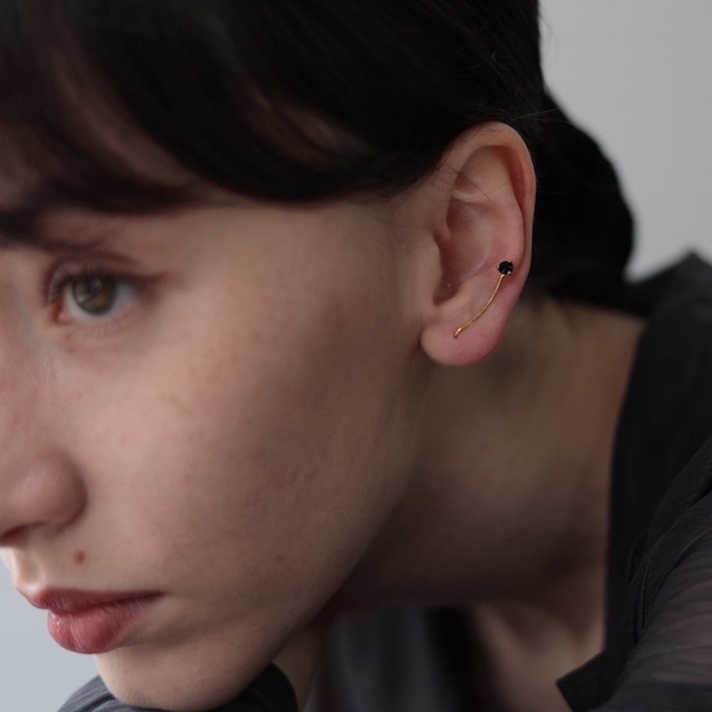 P043 silver925 onyx stone hook pierce