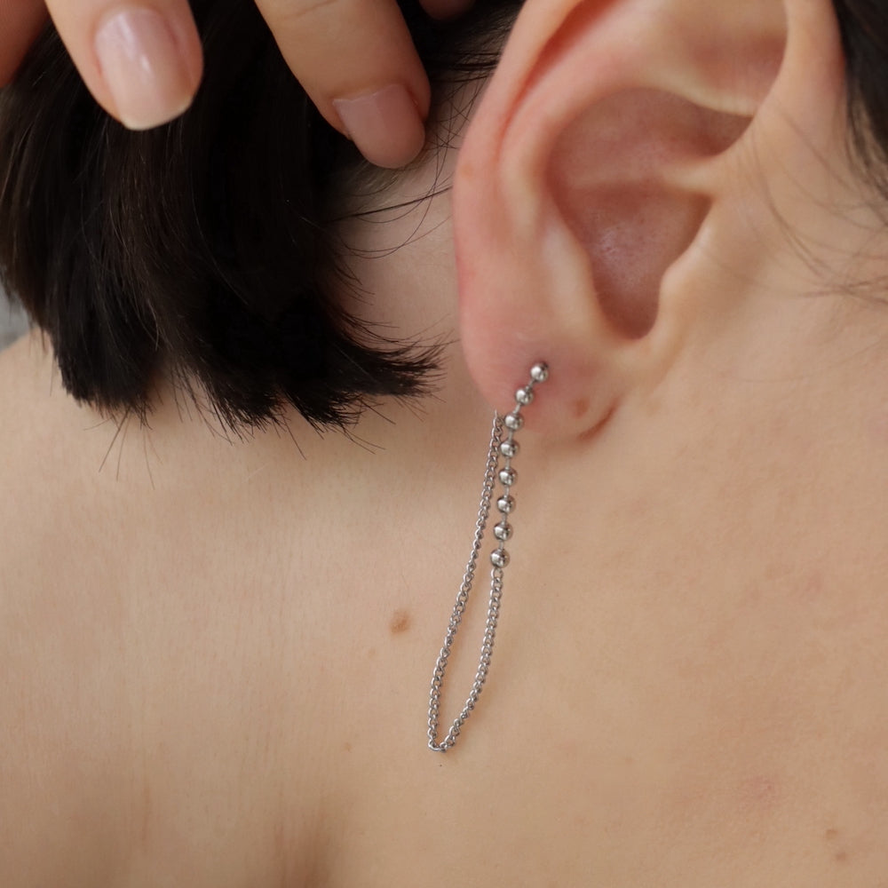 P297 stainless metal ball long chain pierce