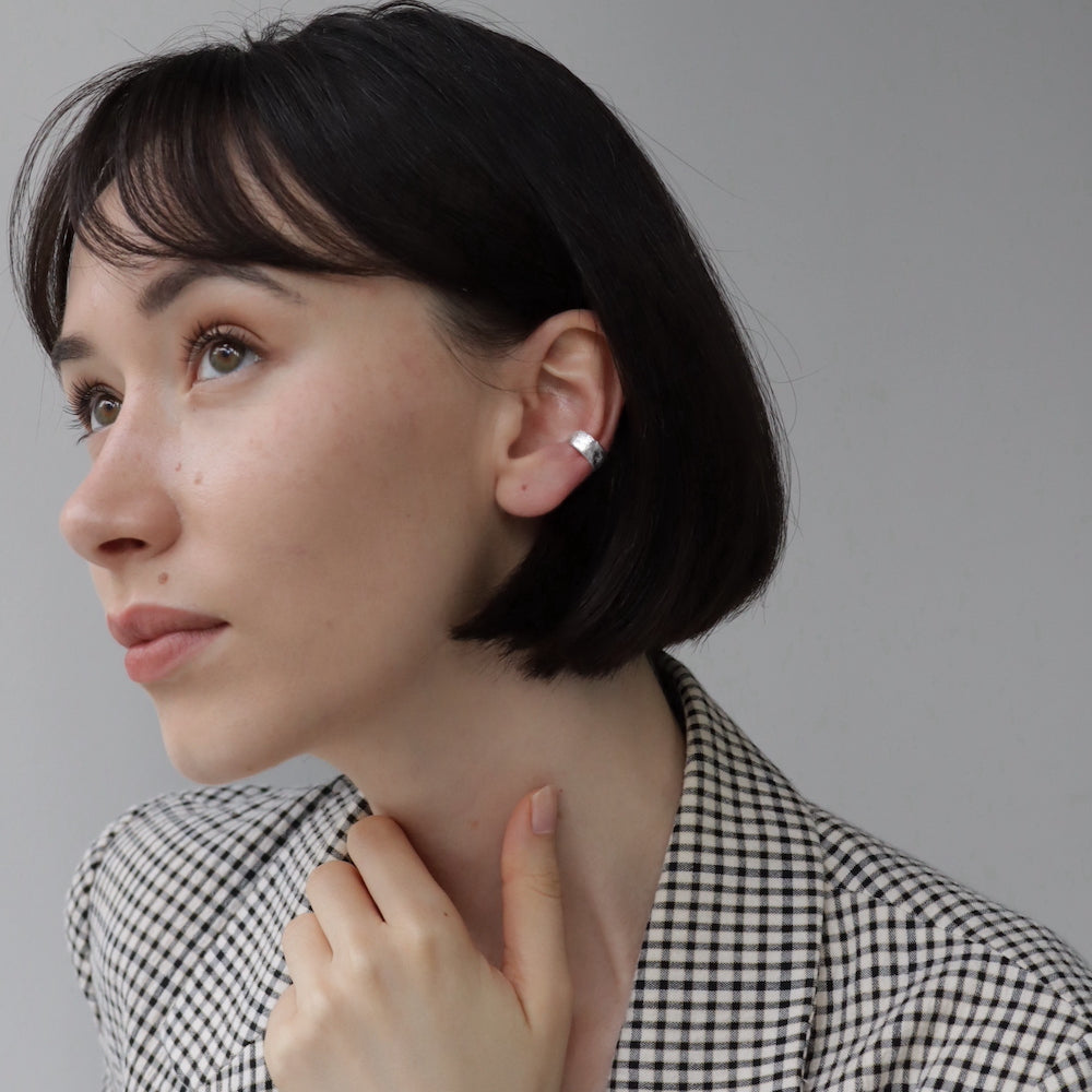 C136 silver925 matte simple earcuff