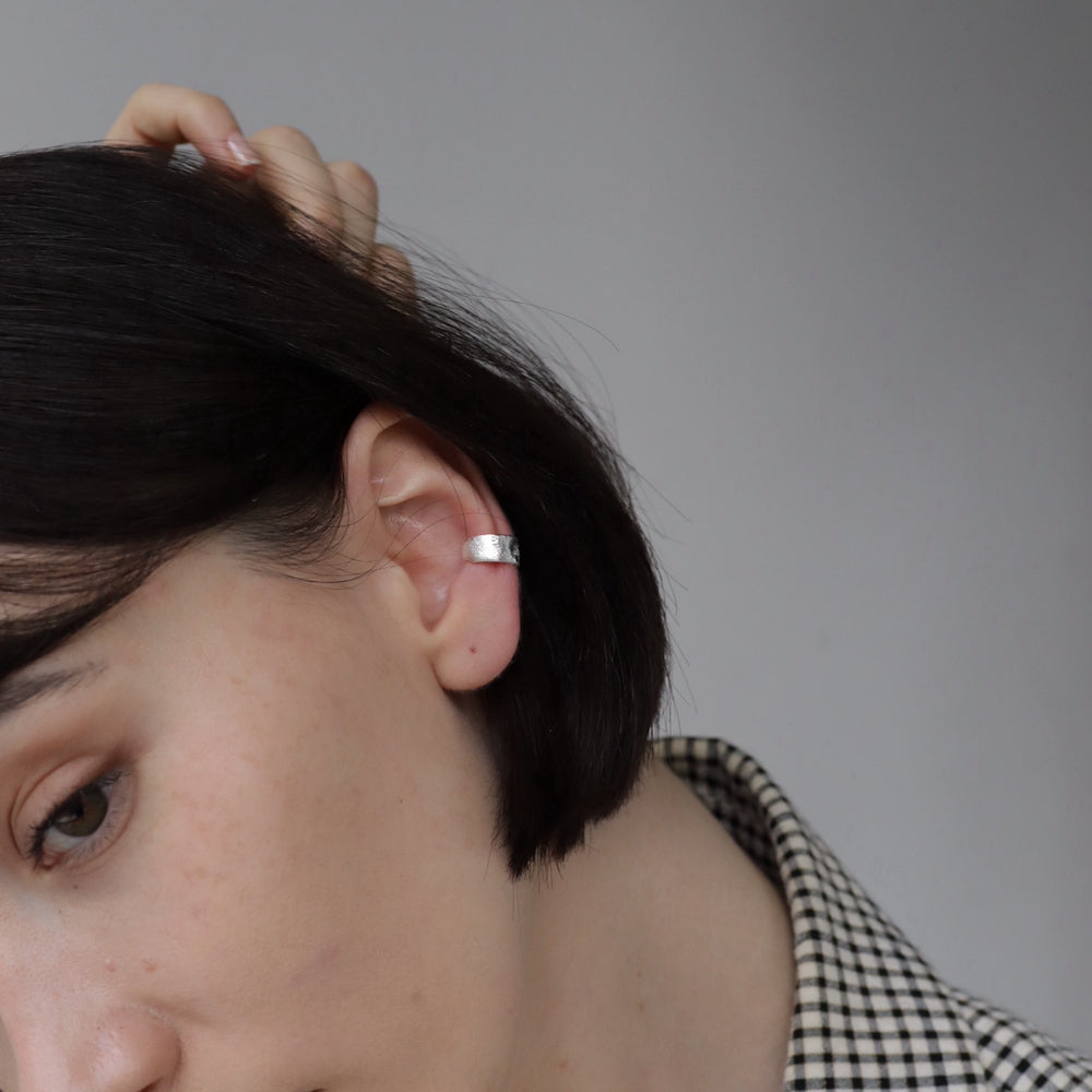 C136 silver925 matte simple earcuff