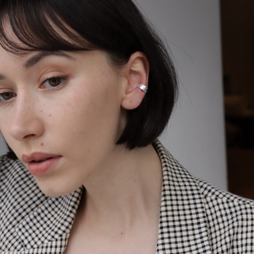 C136 silver925 matte simple earcuff