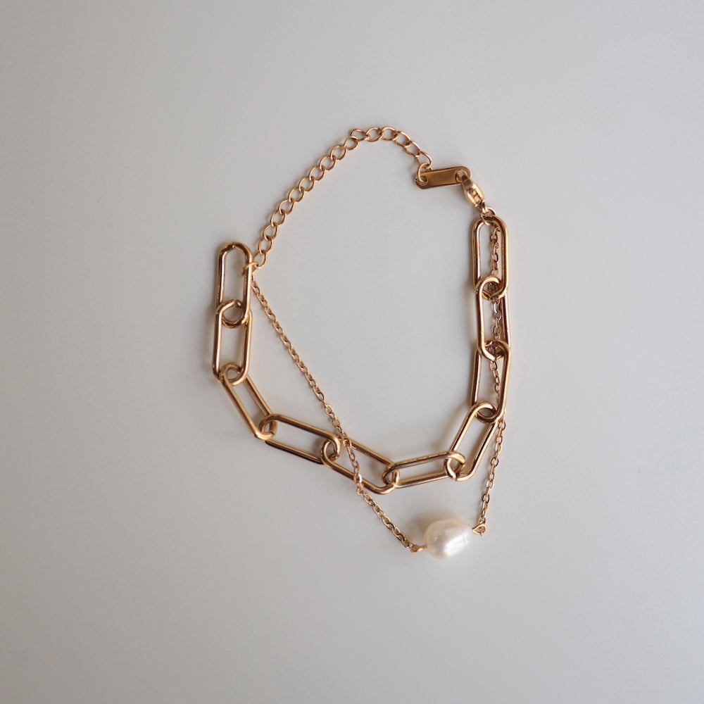 N155 stainless pearl double bracelet