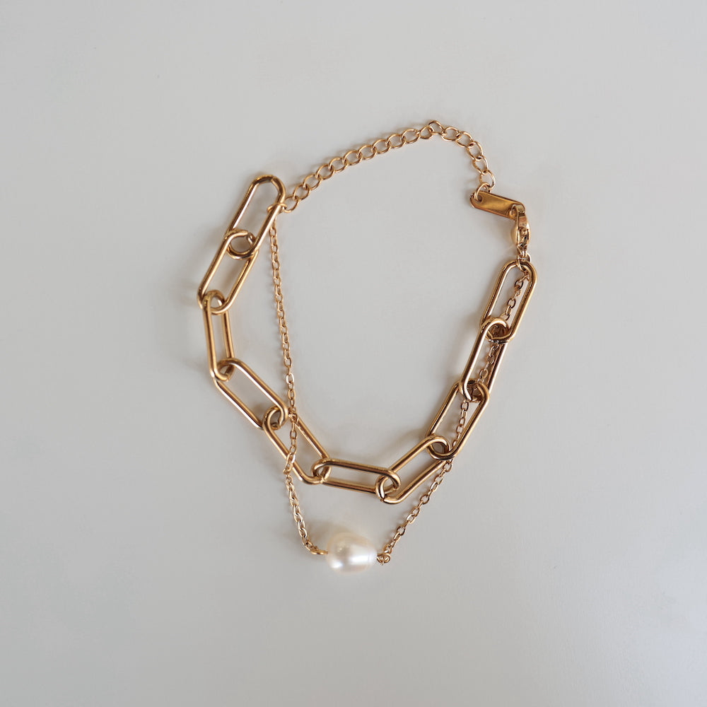 N155 stainless pearl double bracelet