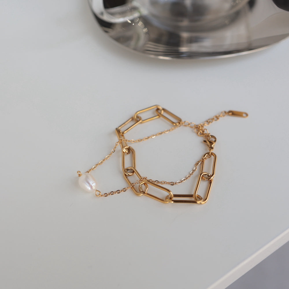 N155 stainless pearl double bracelet