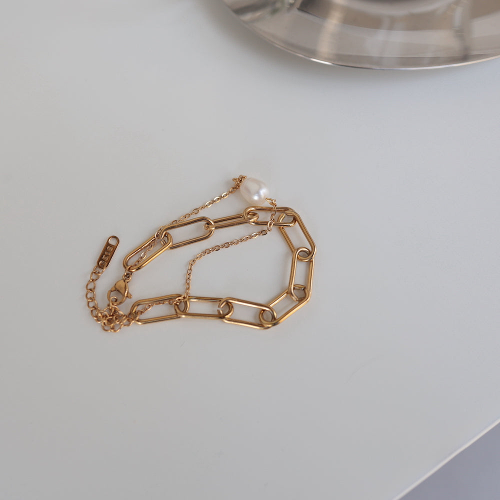 N155 stainless pearl double bracelet