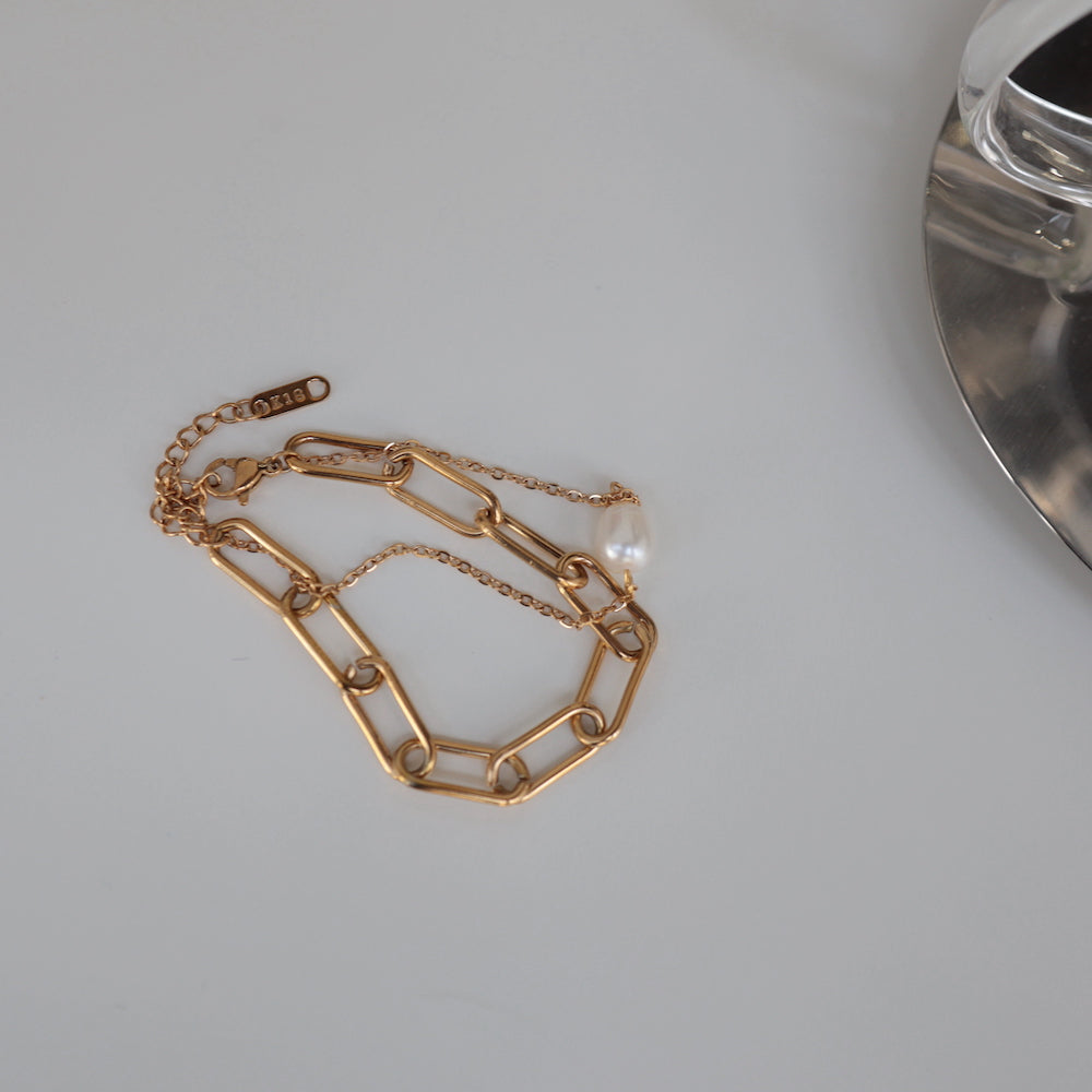 N155 stainless pearl double bracelet