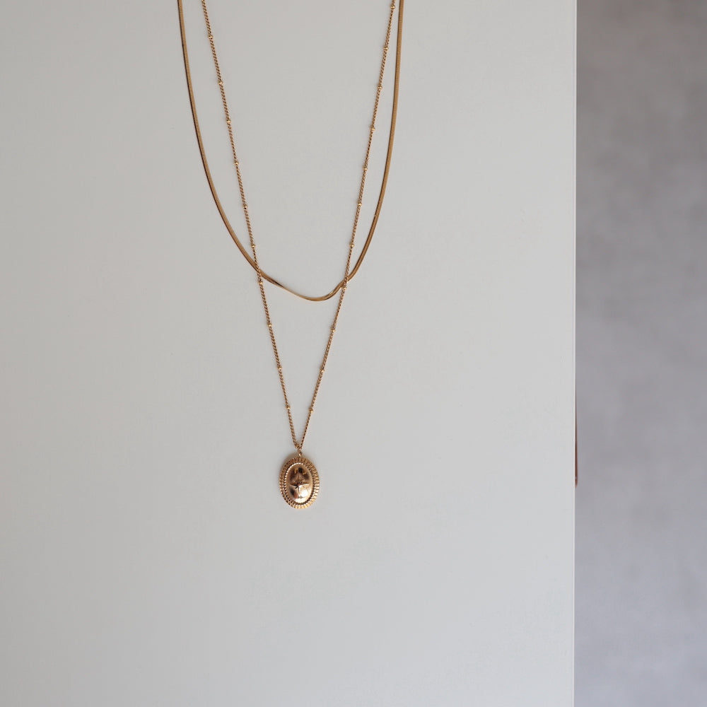 N069 stainless double chain long pendant