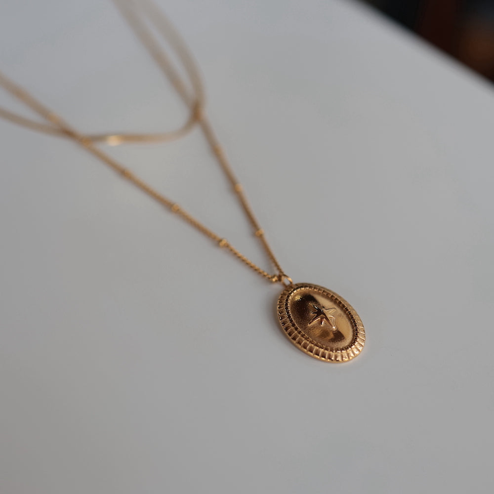 N069 stainless double chain long pendant