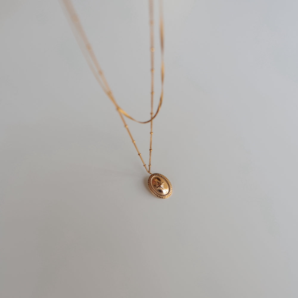 N069 stainless double chain long pendant