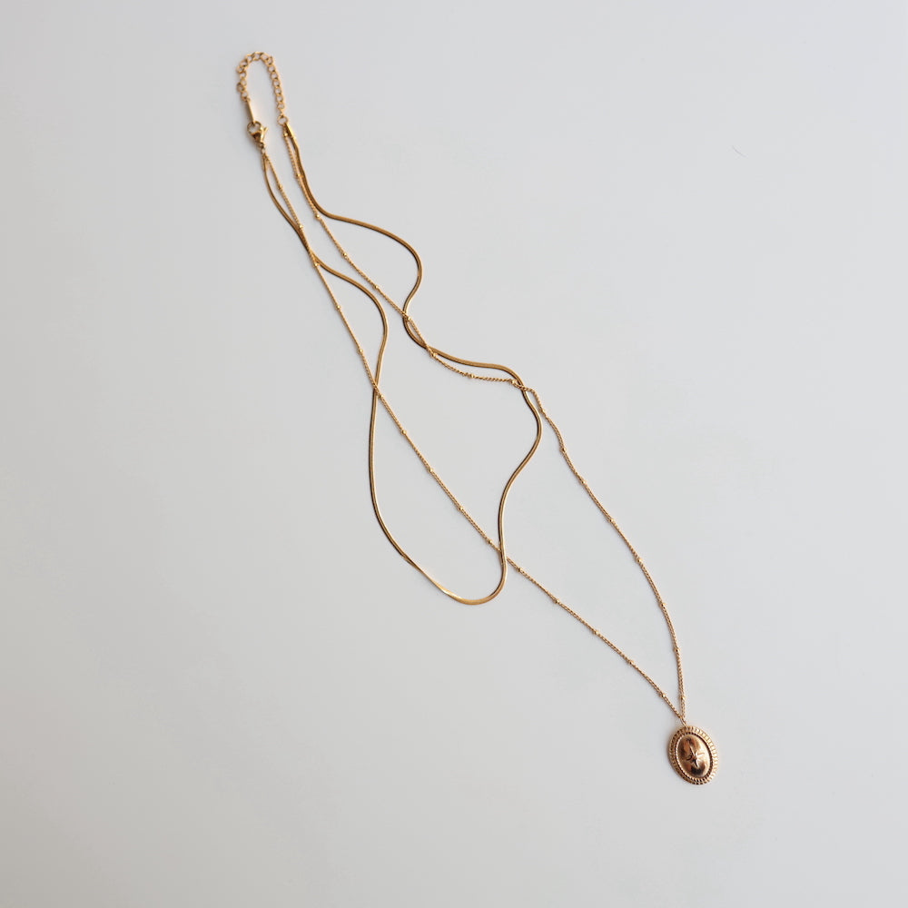 N069 stainless double chain long pendant