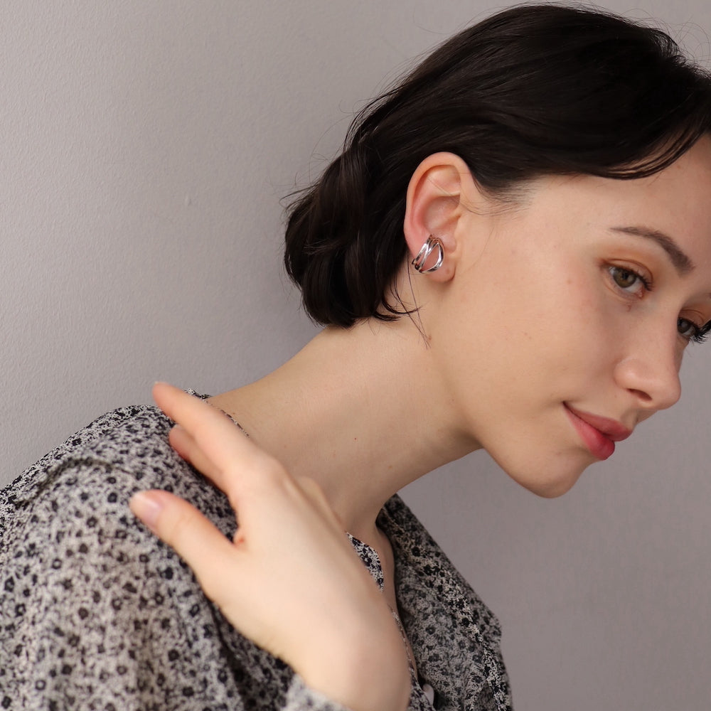 C009 silver925 cross volume earcuff ring