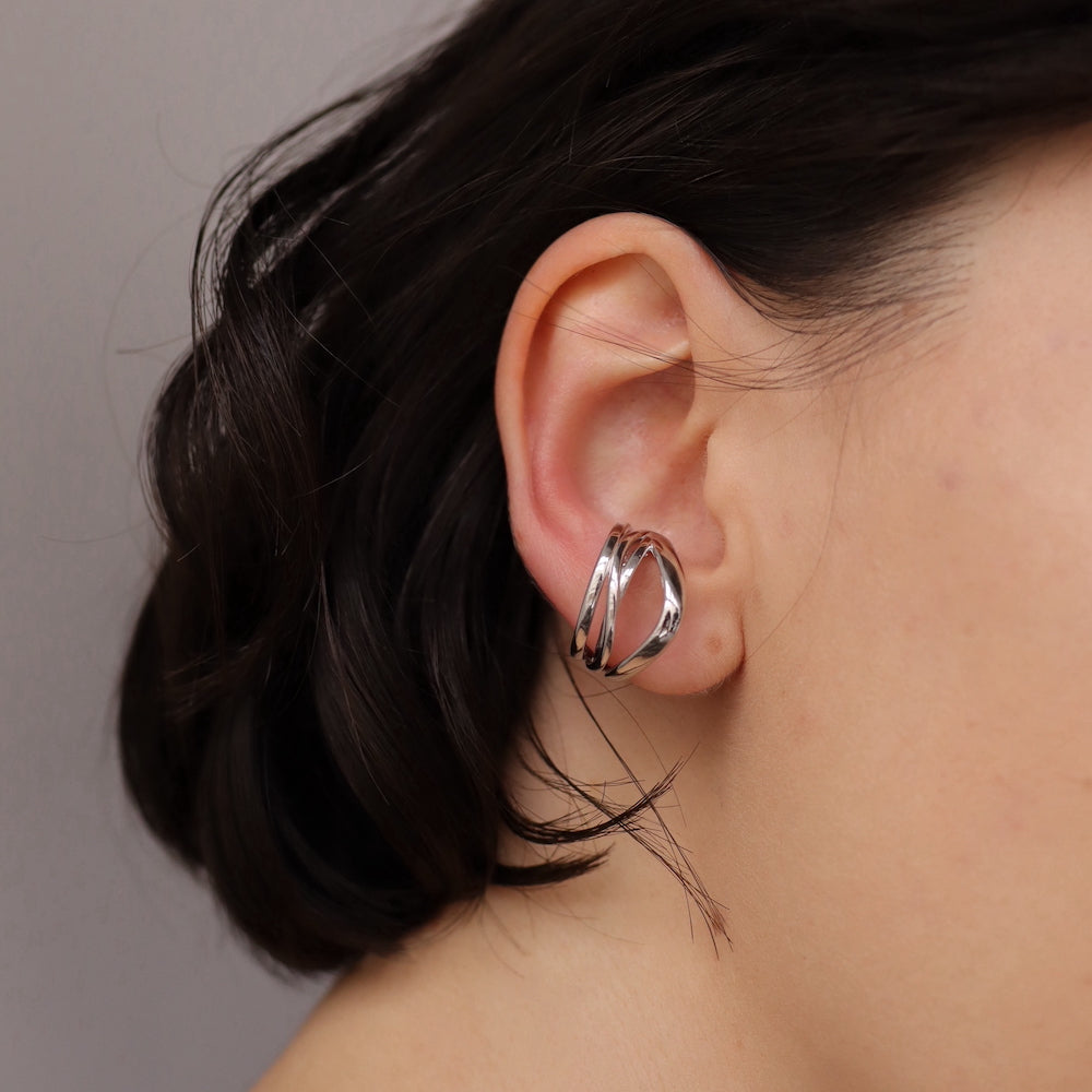 C009 silver925 cross volume earcuff ring