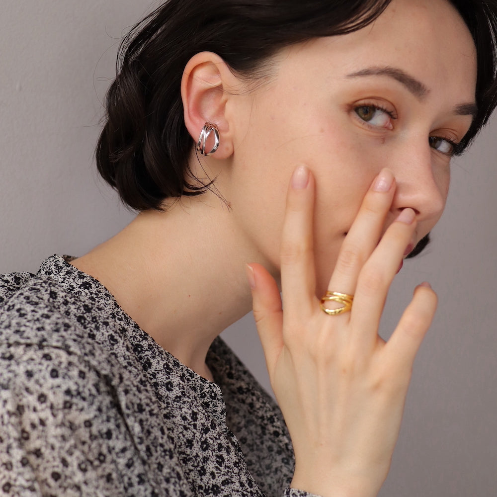 C009 silver925 cross volume earcuff ring