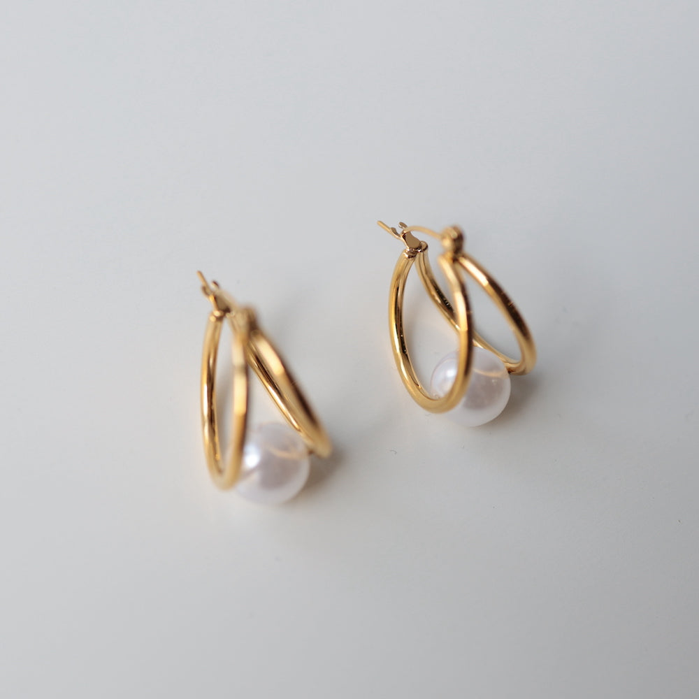 P217 stainless clip pearl hoop pierce