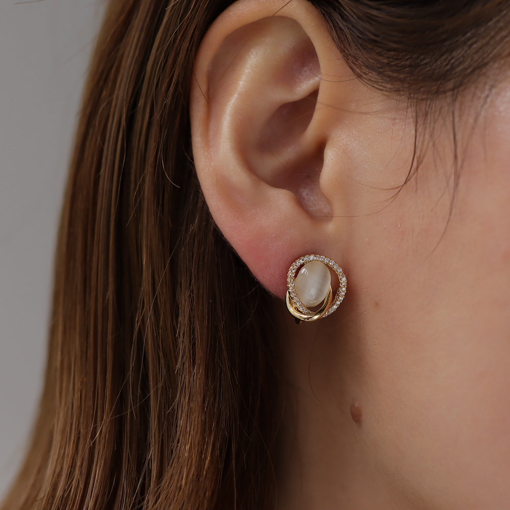 P032 stainless drop zirconia stone pierce / earring