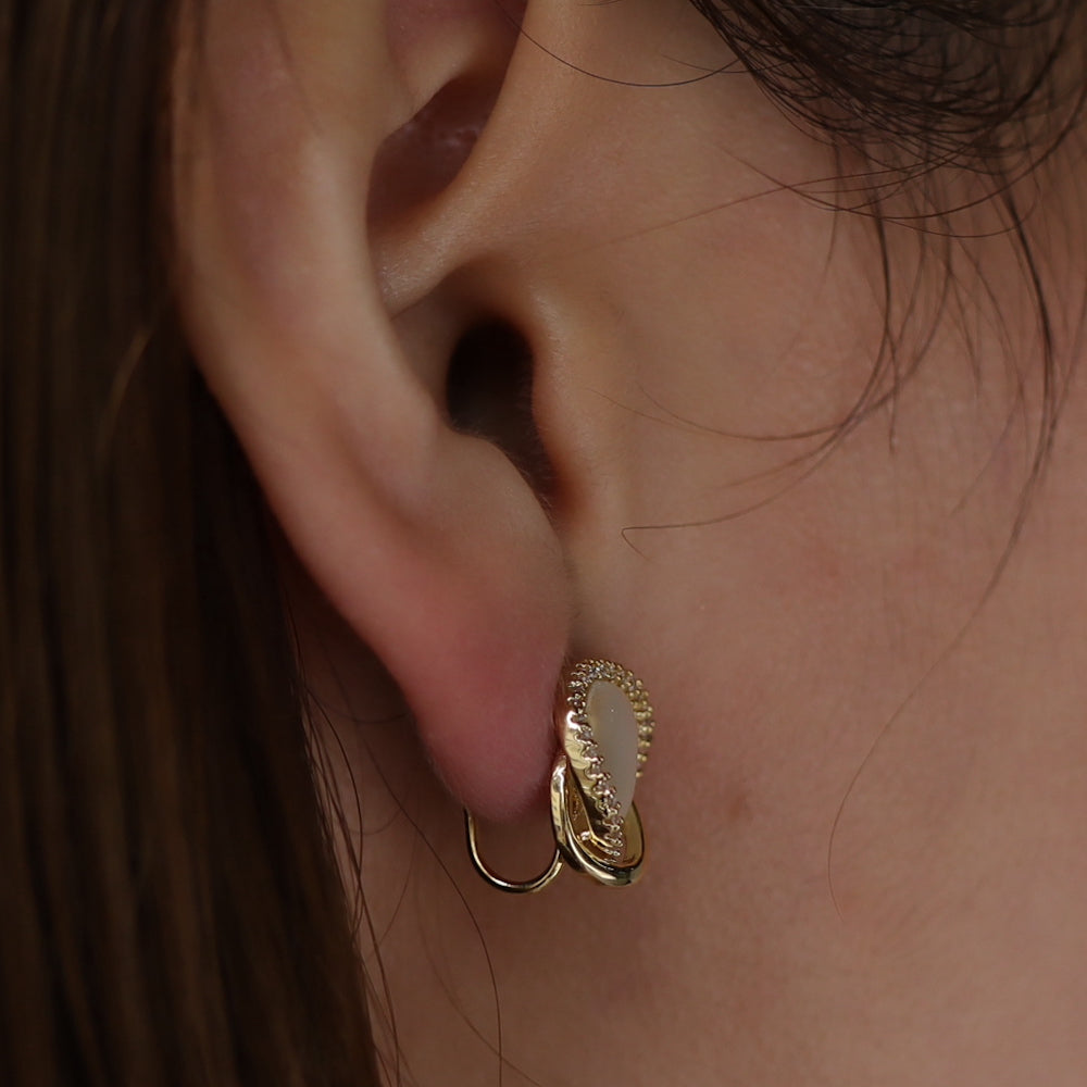 P032 stainless drop zirconia stone pierce / earring