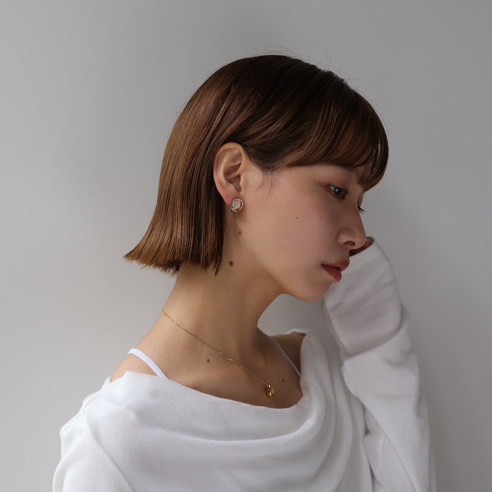 P032 stainless drop zirconia stone pierce / earring