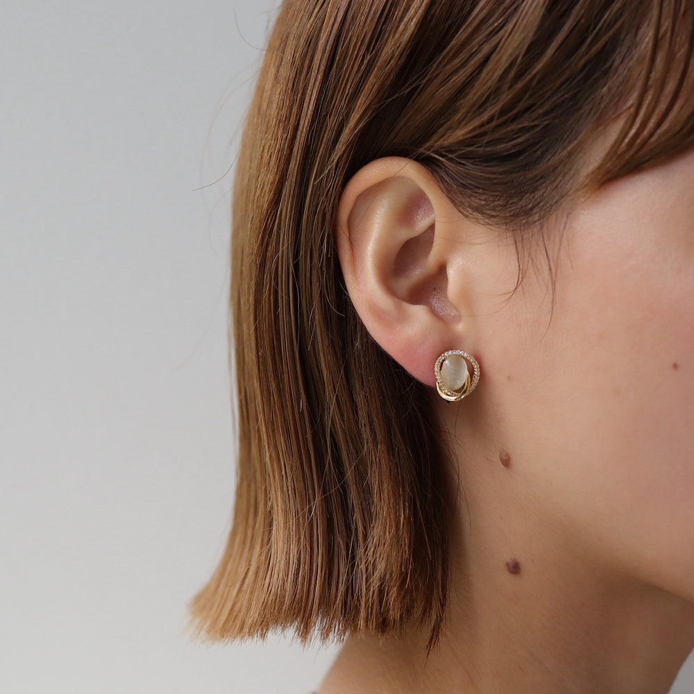 P032 stainless drop zirconia stone pierce / earring