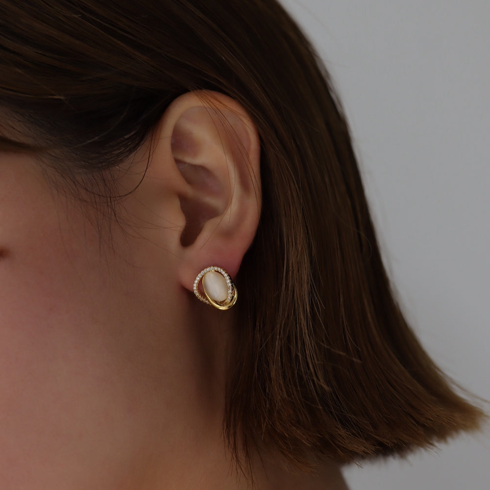 P032 stainless drop zirconia stone pierce / earring