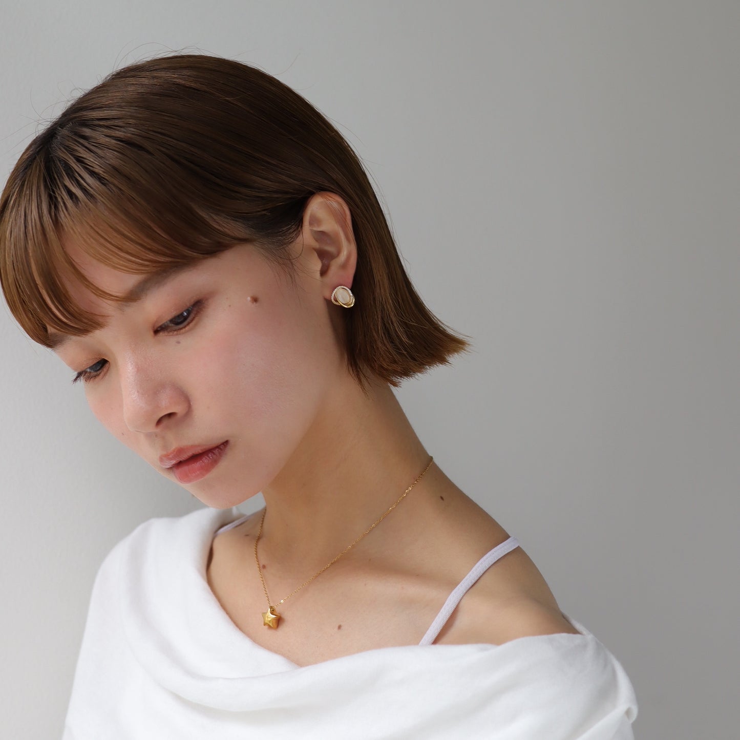 P032 stainless drop zirconia stone pierce / earring
