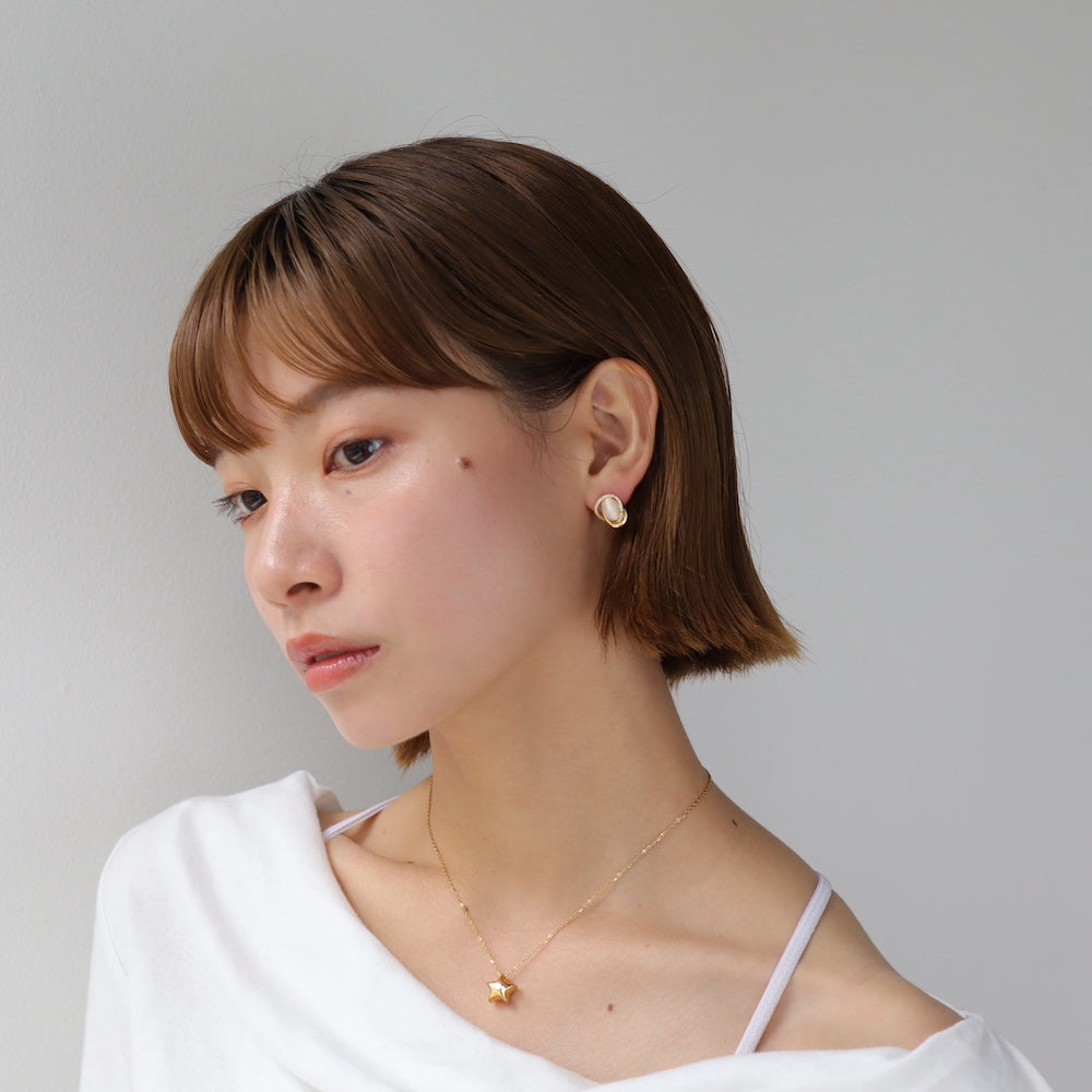 P032 stainless drop zirconia stone pierce / earring