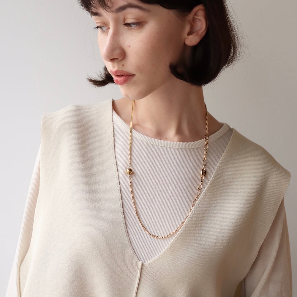 N174 stainless 2 point chain necklace