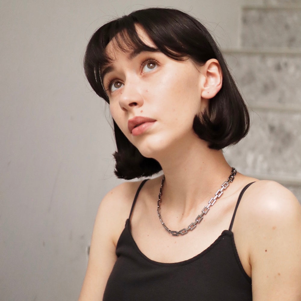 N073 stainless chain oversized necklace