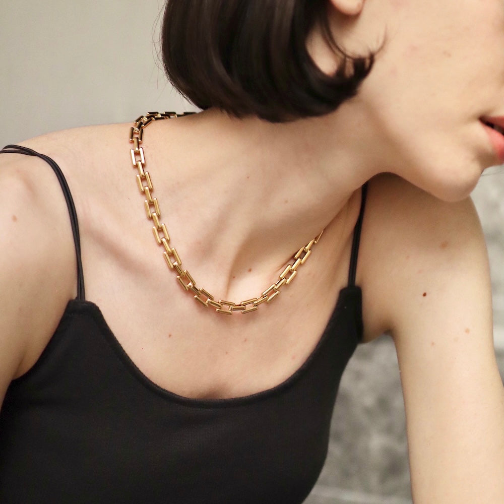 N073 stainless chain oversized necklace