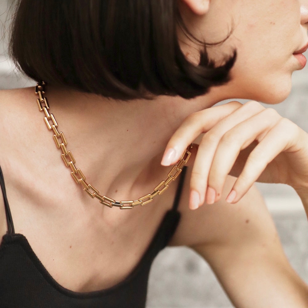 N073 stainless chain oversized necklace