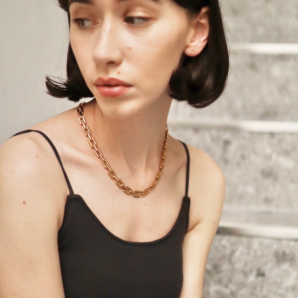N073 stainless chain oversized necklace