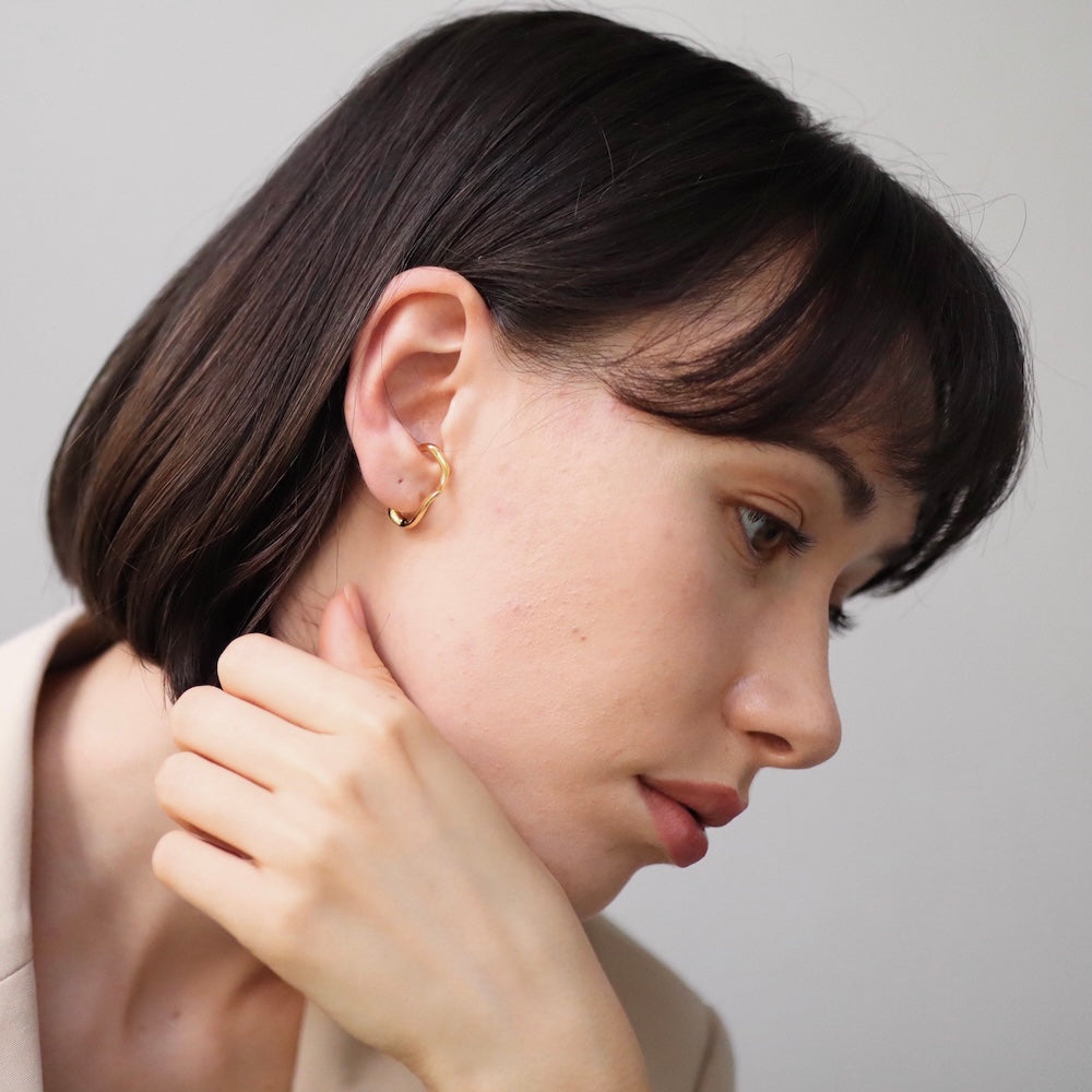 C132 silver925 wave earcuff ring