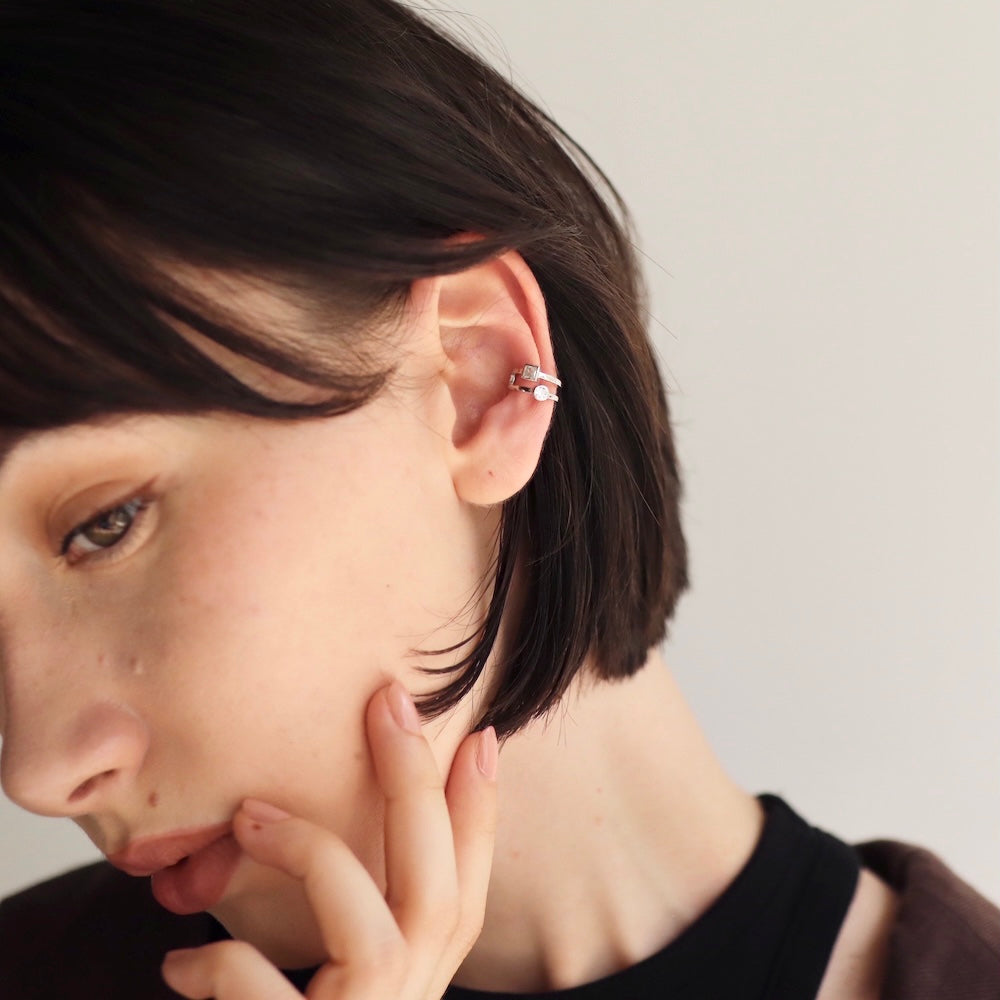 C039 silver925 dual zirconia earcuff