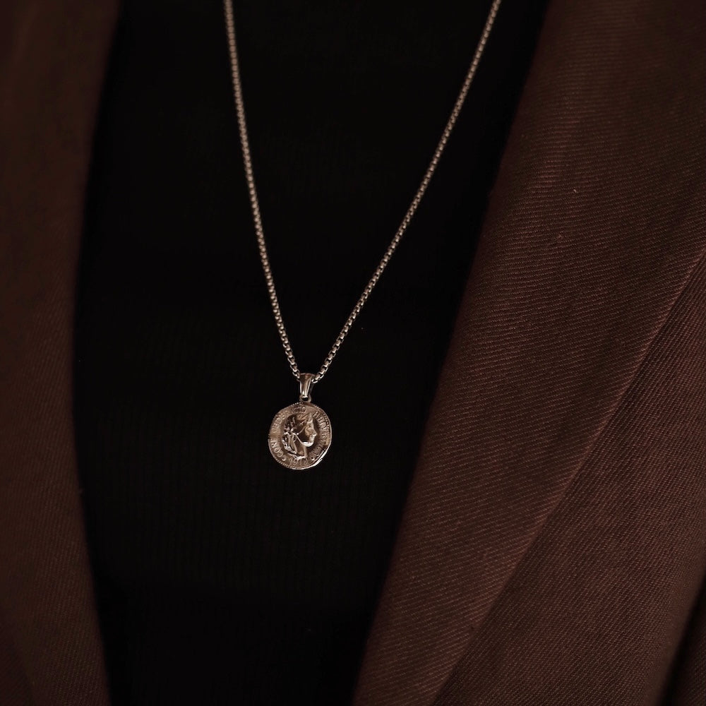 N136 stainless coin pendant