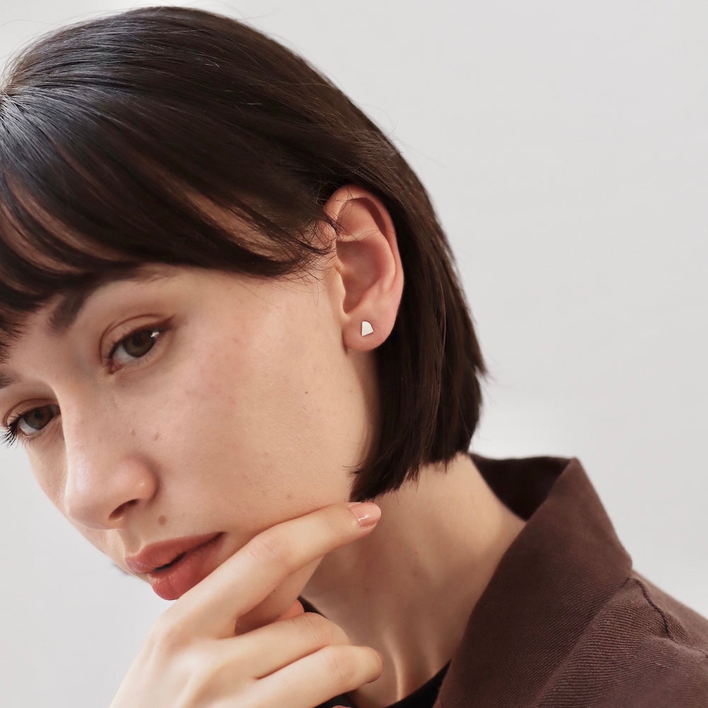 P070 silver925 asymmetry square minimum pierce