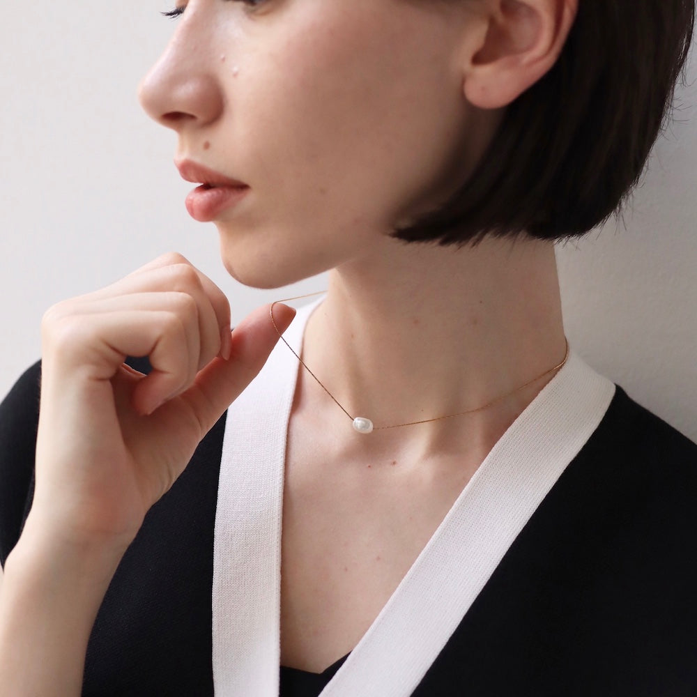 N142 stainless pearl necklace