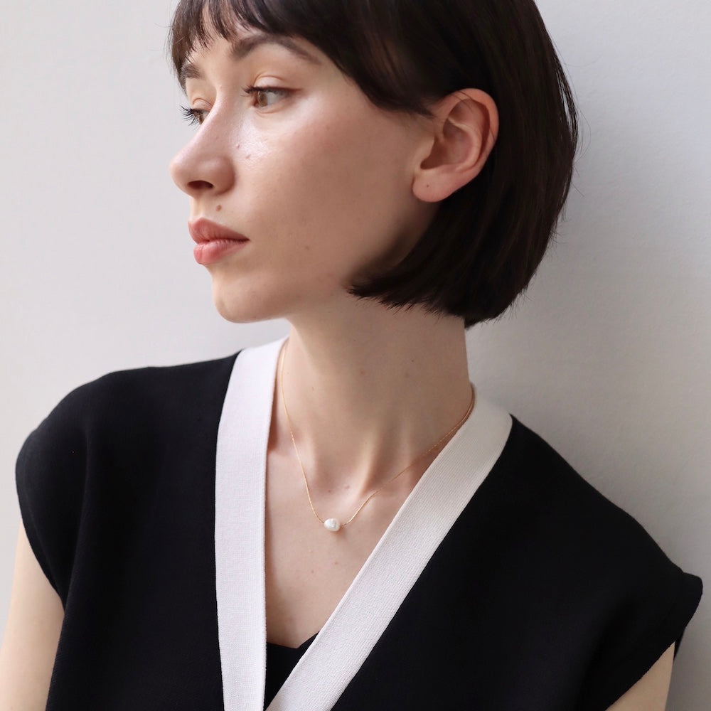 N142 stainless pearl necklace