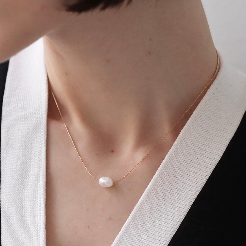 N142 stainless pearl necklace