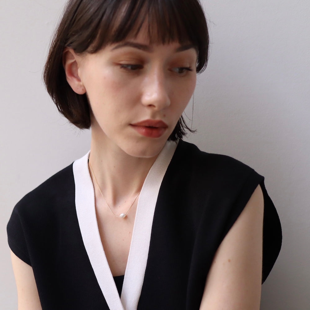 N142 stainless pearl necklace