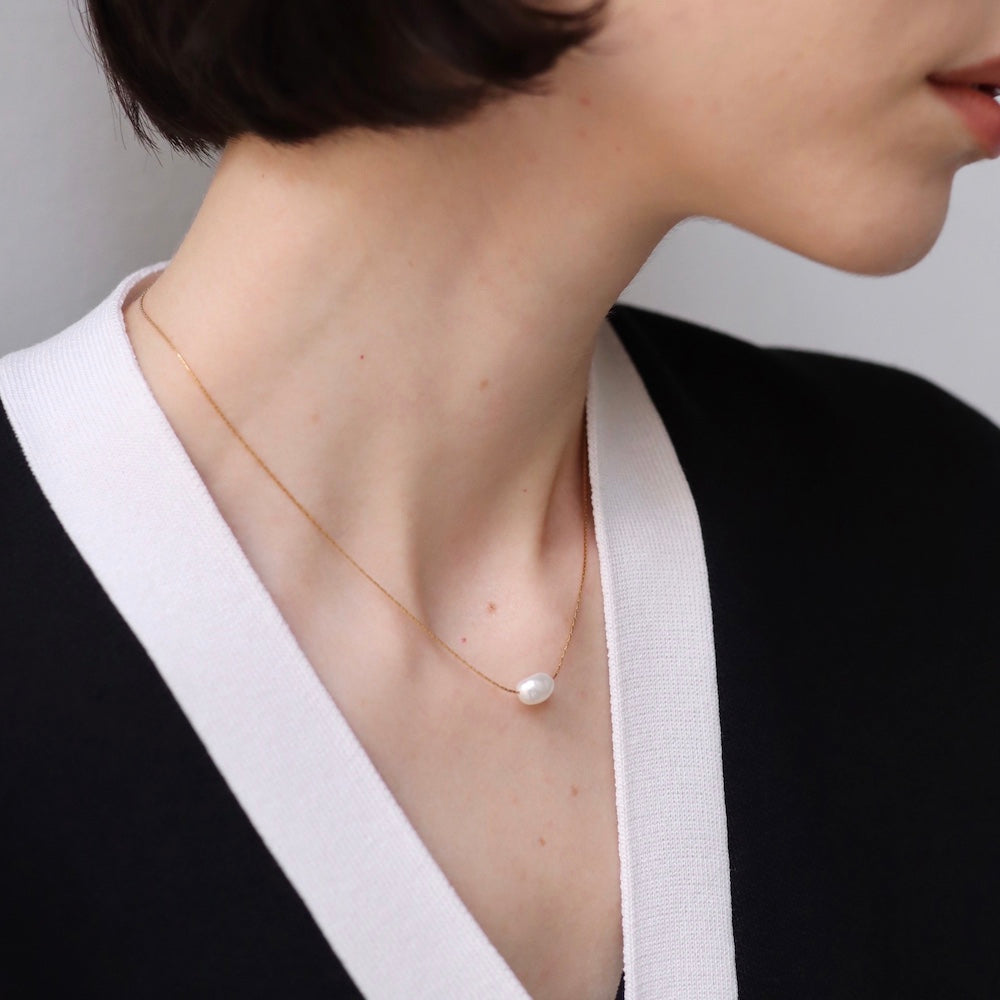 N142 stainless pearl necklace