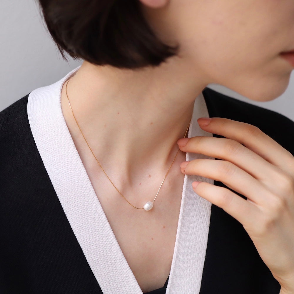 N142 stainless pearl necklace
