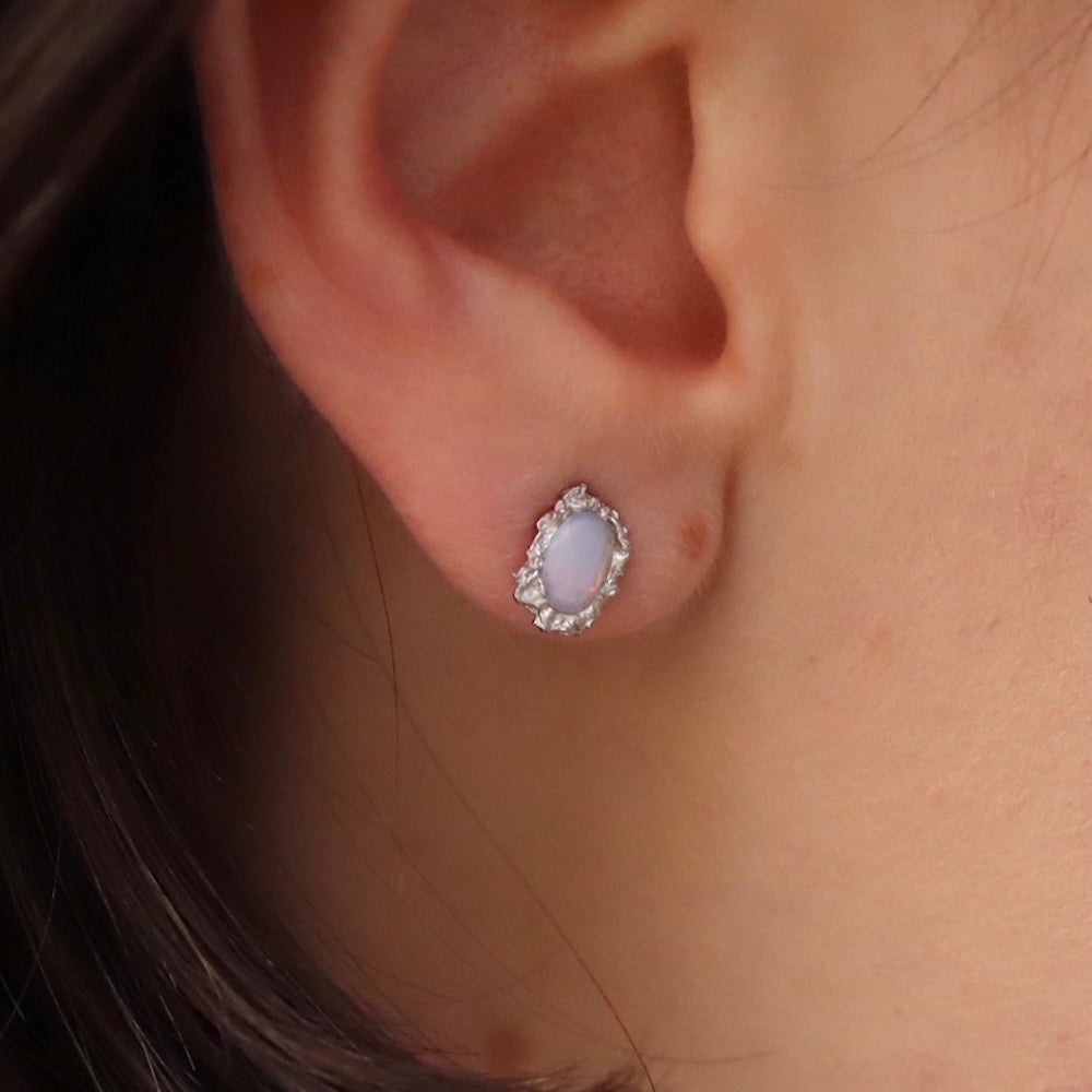 P083 silver925 synthetic opal minimum pierce